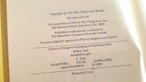 Humboldt's Gift by Saul Bellow, 1st Edition 1st Printing