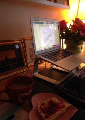 Kapitel 31 och en smörgås med röd vinbärssylt (jag får den av en dam som ÄLSKAR mina böcker, bra dam).