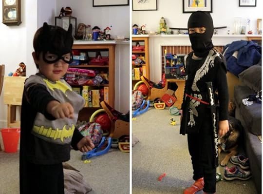 The Pip as Batman, SteelyKid as a ninja.