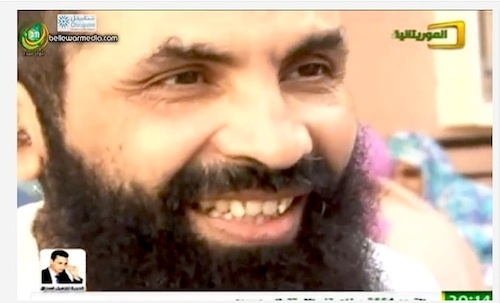 Ahmed Ould Abdel Aziz, in a screenshot from a video taken in Mauritania after his release from Guantanamo after over 13 years of imprisonment without charge or trial.