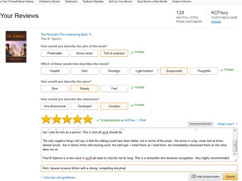 amazon new review format The Remnant