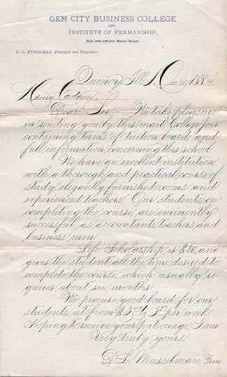Enduring example, twenty years after Platt Rogers Spencer's death, of Spencerian script from December, 1884. [Image: Public Domain]