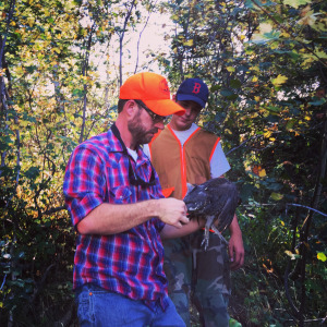 Scott checks out Brigham's blue grouse from opening day. 