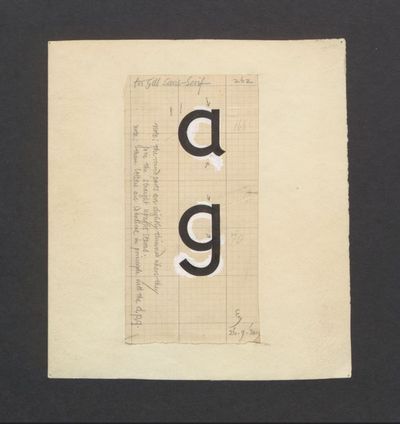 Drawings by Gill, and his feedback on samples produced by Monotype