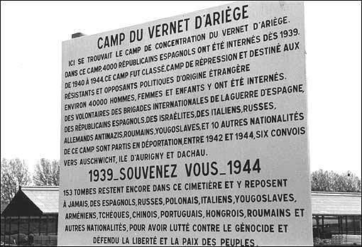 Camp du Vernet memorial notice