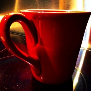 The author's own big red mug.