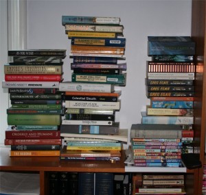 Stacks of books still to be read