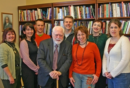 The Acquisitions Department, circa 2005. Publisher Bill Krause is to the right of Carl, next is Barbara Moore, who still does tarot acquisitions, and that's me next to her, in the green.