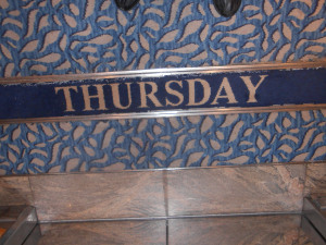 Floor plate with the word Thursday