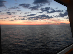 Orange sunrise at sea