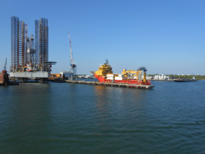 Oil vessels and refineries in Galveston