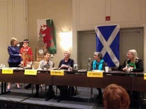 Panel with authors of how-to books moderated by Hank Philippi Ryan. Shown are Elizabeth George, Paula Munier, Hallie Ephron and Kathy Lynn Emerson.