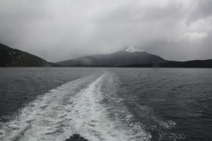 Leaving the park behind as we pushed into the Beagle Channel.