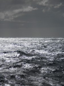 One of my favorite sea pictures, in which everything seemed to turn black and white. The sea foam seemed frozen onto the wrinkled surface of the water.