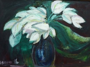 Bông sen trắng, tranh Nguyễn Quang Chơn