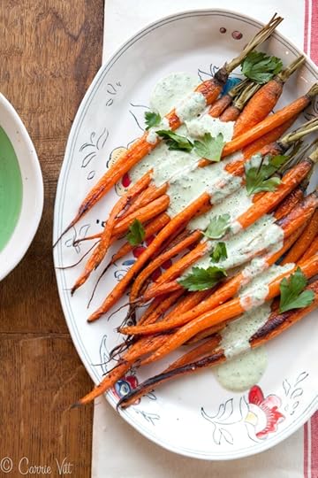 Roasted Carrots with Yogurt-Parsley Dressing via DeliciouslyOrganic.net #thanksgiving #recipe #grainfree