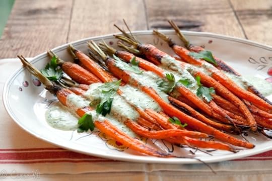 Roasted Carrots with Yogurt-Parsley Dressing via DeliciouslyOrganic.net #thanksgiving #recipe #grainfree
