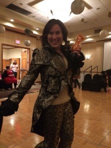 At Fresh Fictions Readers n' Ritas convention, I was innocently blinged up for the Billionaires and Buccaneers ball...and 50 WAYS TO RUIN A RAKE won STEAMIEST READ! Woo hoo! The glass in my hand is the award!!