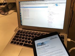 Using web inspector in Safari to inspect elements on a web page open on an iOS device.