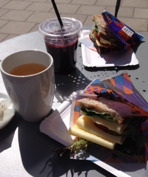 Utomhusfika. Te och ostmacka.