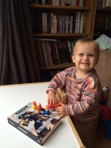 Sammy playing with new Ultramarines book 