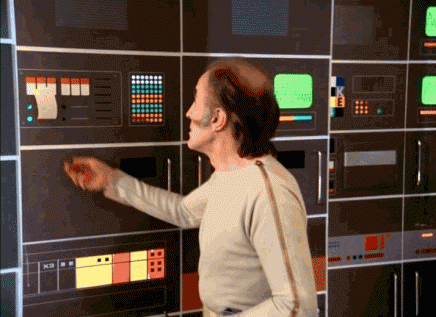 Output via paper - image at http://www.inventinginteractive.com/2010/09/28/space-1999/