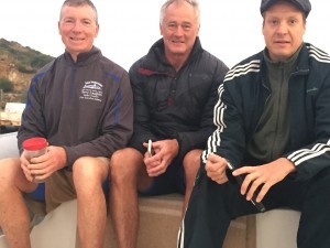 On board and ready to swim