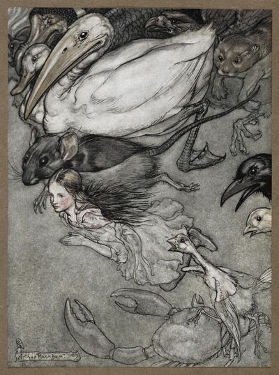 Illustration of Alice from the Arthur Rackham illustrated edition of Alice's Adventures in Wonderland (1907) (c) The British Library Board