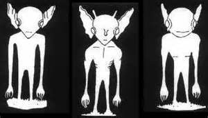 Sketches of the little green men the Sutton family saw