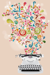 Typewriter and flowers