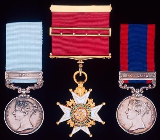 The medals of Colonel George Lawrenson, C.B. (1803-56), comprising the Army of India Medal 1799-1826 with clasp Ava (engraved with his name as Lieut., (1st) Regt. of Arty.), the breast badge of the Companion of the Order of the Bath (silver hallmarked for 1815), and the Sutlej Medal 1845-6 with clasp Sobraon (engraved with his name as Major, 2nd Brigade H. Ay.).