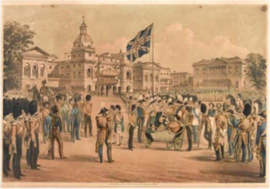 While George Fenton was taking photographs at the Front, John Lawrenson was one of four officers of the 17th Lancers present on 18 May 1855 at Horse Guards Parade in London to receive their Crimea Medal from the Queen, in a ceremony for wounded and sick soldiers who had been sent home. A list of all the officers receiving medals was widely published in the newspapers at the time. This is one of several contemporary  depictions of the event to show the Queen with Colonel Troubridge, who was wheeled out in a bath chair - he had lost one leg and the other foot at the Battle of Inkerman. As discussed here, the Queen in her journal recorded her satisfaction in touching the hand of every soldier there, whether private or officer; it was said that some soldiers were reluctant to give up their medals for engraving, fearful that they would not get back the one touched by the hand of their Sovereign (Unknown artist, 'Distribution of War Medals by the Queen', coloured lithograph published by Read & Co., 8 June 1855. National Army Museum).