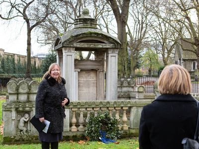 Helen Dorey at the Soane mausoleum