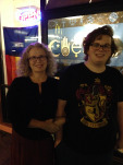 John and me outside BookWoman before the event.