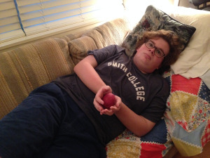 Reverent Couch Potato. Note the potato. And the couch. And the reverence. Performed by John C. Kilfoyle.