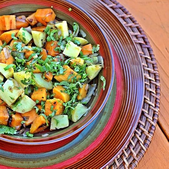 Sweet Potatoes with Shallots, Coriander and Garam Masala