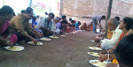 Prasadam, a religious offering food to all people come to see Rash Yatra at Basirhat Lalita Mandir
