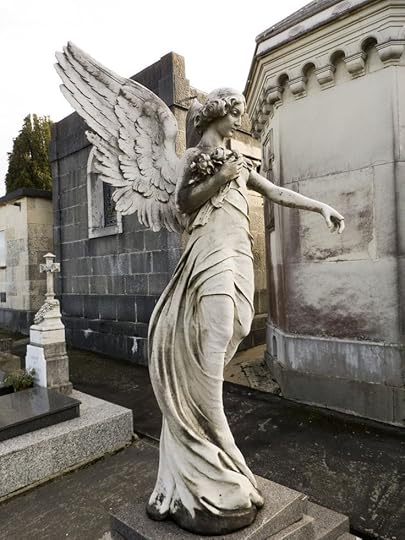angel statue in cemetery: 