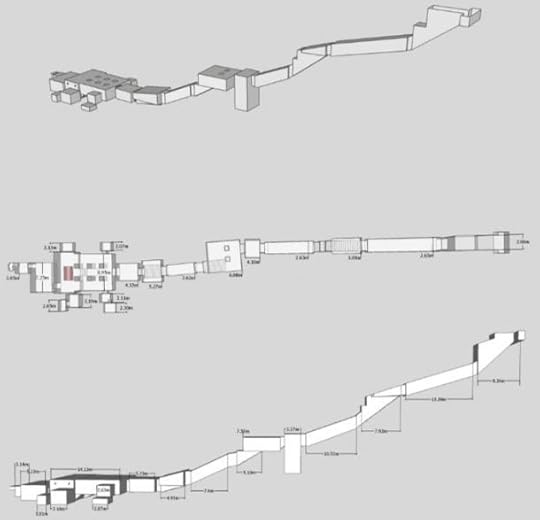 Images of the plan of the KV57 tomb belonging to Horemheb, made from a three-dimensional model.
