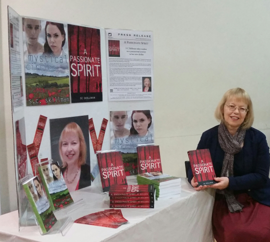 Sheila beside stall at Princethorpe college Christmas fair 2015 image 1.jpg