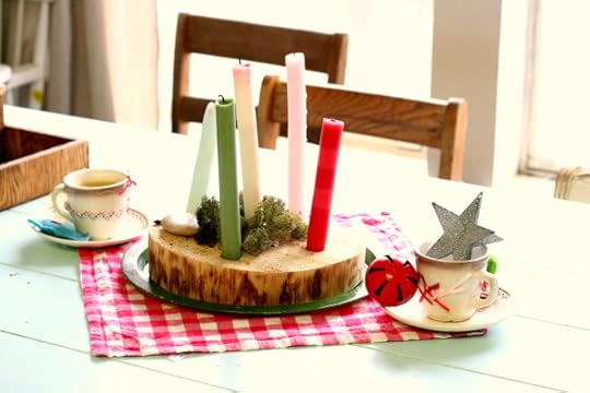 woodland advent wreath on table