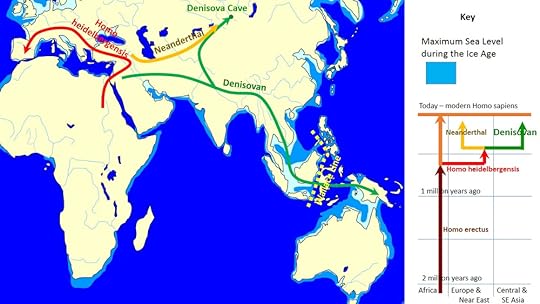 Figure 3. The Evolution and geographic spread of Denisovans as compared with other groups. (https://en.wikipedia.org/wiki/Denisovan)