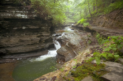 Small waterfall along a gorge trail.