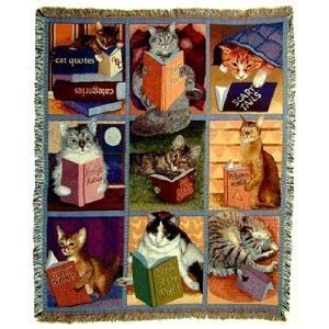Cats with Books Throw Blanket