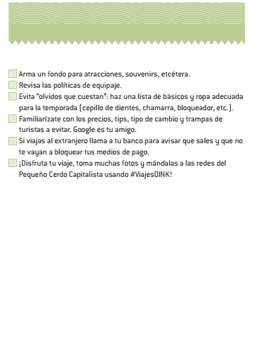 checklist viaje de tus sueños versión verde libro agenda pequeño cerdo capitalista 2016 -3