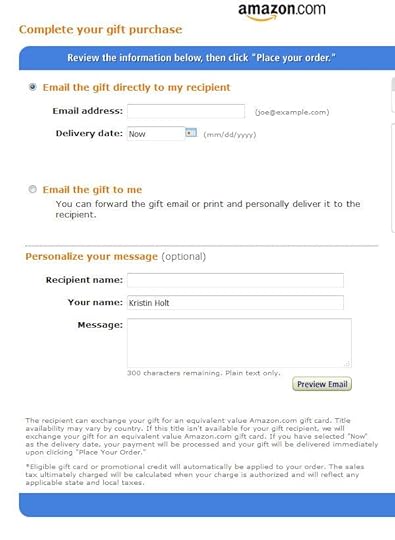 Purchase a gift page full
