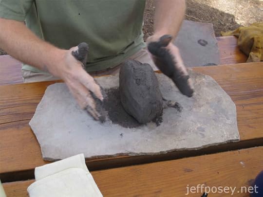Lump of clay at Anasazi Potter Workshop by Gregory S. Wood, ArchæoCeramist, at Chimney Rock National Monument near Pagosa Springs, Colorado