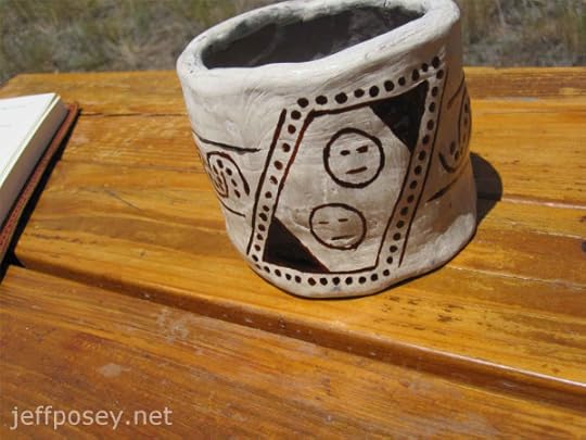 Anasazi Jeff’s beginner potter’s painting style at Anasazi Potter Workshop by Gregory S. Wood, ArchæoCeramist, at Chimney Rock National Monument near Pagosa Springs, Colorado