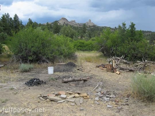 Fire pit at Chimney Rock at Anasazi Potter Workshop by Gregory S. Wood, ArchæoCeramist, at Chimney Rock National Monument near Pagosa Springs, Colorado