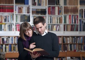 couple in library